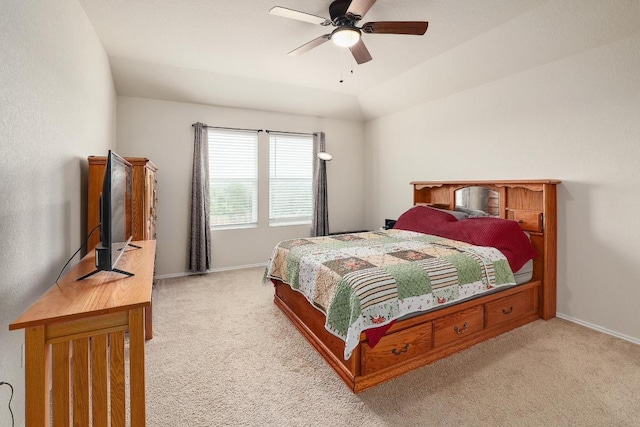 15000 Upland Willow Rd, Austin, TX 78724 - bedroom featuring light carpet, a ceiling fan, baseboards, and vaulted ceiling