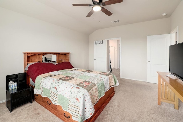 15000 Upland Willow Rd, Austin, TX 78724 - carpeted bedroom with baseboards, lofted ceiling, and ceiling fan