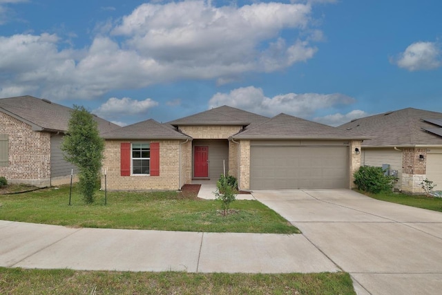 15000 Upland Willow Rd, Austin, TX 78724 - ranch-style house with a garage, brick siding, driveway, and a front lawn