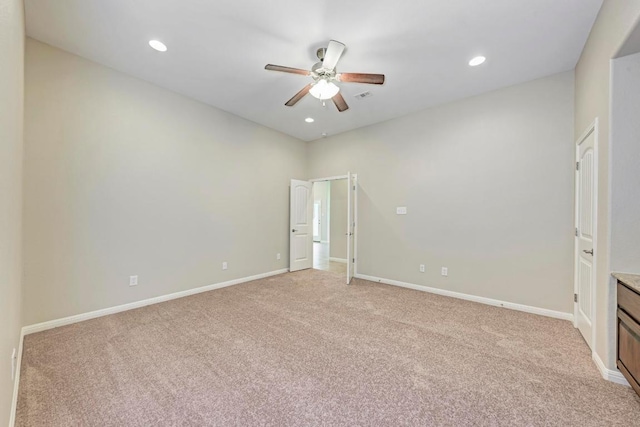 1803 Valle Verde Dr, Cedar Park, TX 78641 - spare room with light carpet, a ceiling fan, baseboards, and recessed lighting
