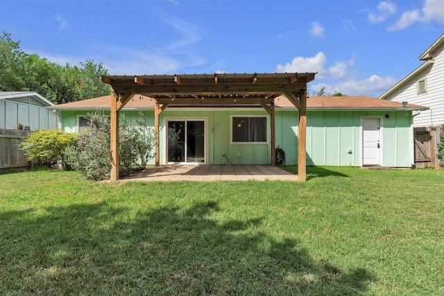 4406 Dove Springs Dr, Austin, TX 78744 - rear view of property with board and batten siding, a pergola, and a patio area