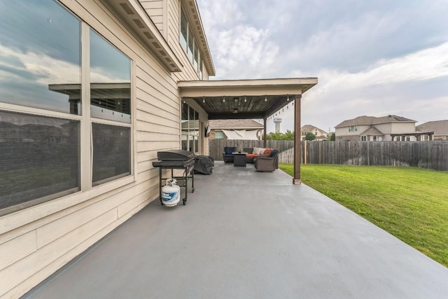 302 Emory Fields Dr, Hutto, TX 78634 - view of patio featuring an outdoor living space and grilling area