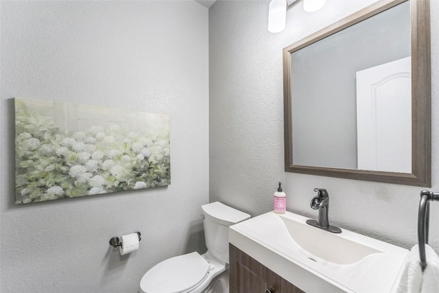 302 Emory Fields Dr, Hutto, TX 78634 - bathroom with vanity, toilet, and a textured wall