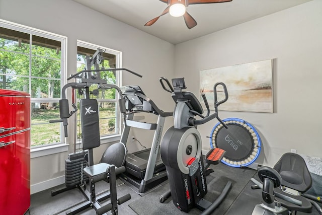 1280 Lucca Dr, Dripping Springs, TX 78620 - workout area with a ceiling fan and baseboards