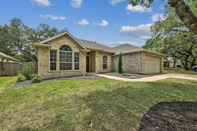5405 Apache Creek Cv, Austin, TX 78735 - ranch-style home with concrete driveway, a garage, a shingled roof, and brick siding