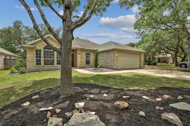 5405 Apache Creek Cv, Austin, TX 78735 - ranch-style house with an attached garage, driveway, brick siding, and a shingled roof