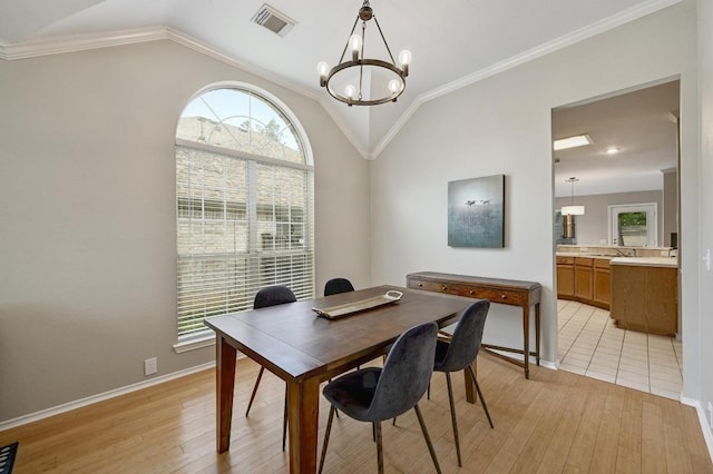 5405 Apache Creek Cv, Austin, TX 78735 - office area featuring a chandelier, lofted ceiling, light wood-style flooring, baseboards, and ornamental molding