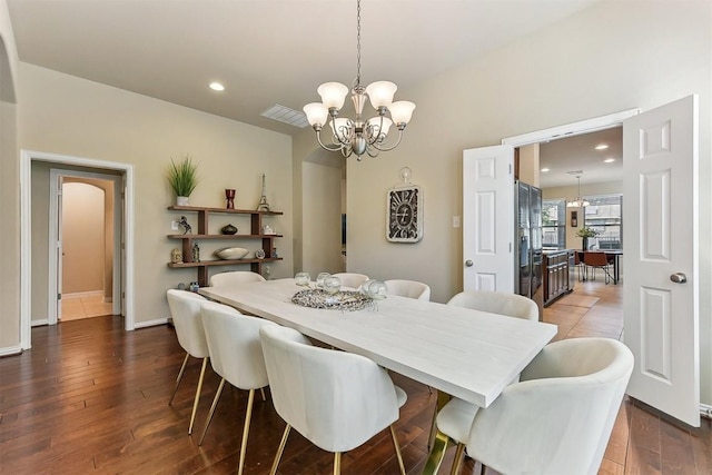 2415 Berkshire Way, Cedar Park, TX 78613 - dining room with a chandelier, hardwood / wood-style floors, and recessed lighting