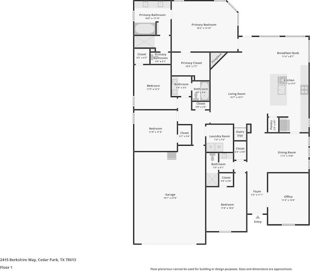 2415 Berkshire Way, Cedar Park, TX 78613 - view of floor plan / room layout