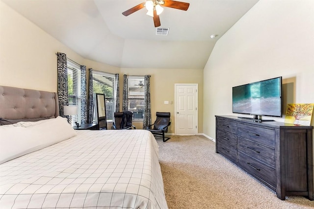 2415 Berkshire Way, Cedar Park, TX 78613 - bedroom featuring lofted ceiling, light colored carpet, and a ceiling fan