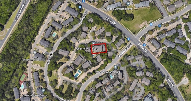 2450 Wickersham Ln Unit 718, Austin, TX 78741 - aerial view of property's location with property parcel outlined