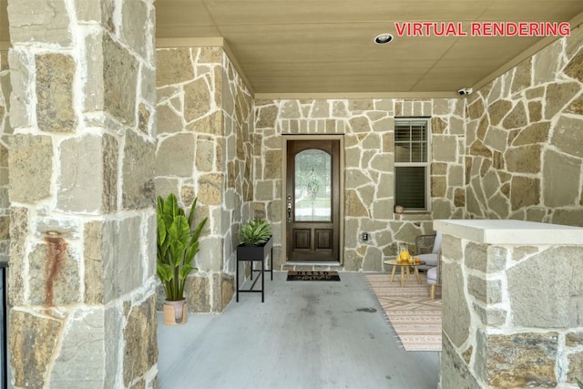 2937 Castellan Ln, Round Rock, TX 78665 - entrance to property with stone siding and a surveillance system