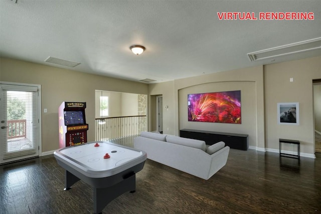 2937 Castellan Ln, Round Rock, TX 78665 - playroom featuring wood finished floors, attic access, and plenty of natural light
