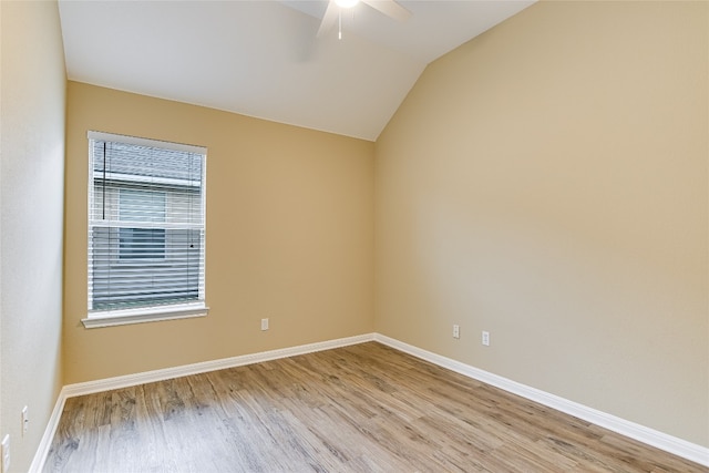 168 Hickory Ln, Georgetown, TX 78633 - empty room with light wood-type flooring, ceiling fan, and lofted ceiling