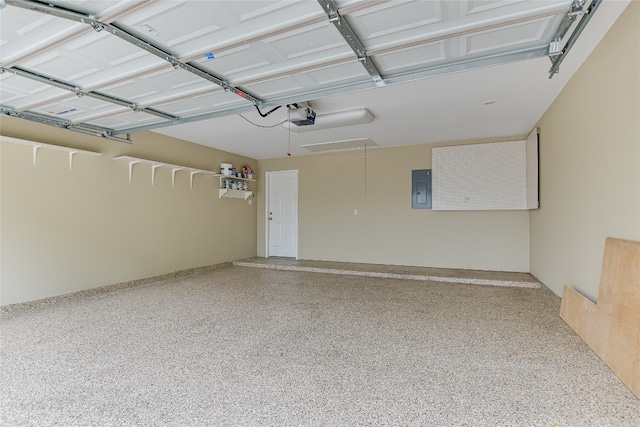 168 Hickory Ln, Georgetown, TX 78633 - garage with electric panel and a garage door opener