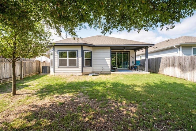 129 Lacey Oak Loop, San Marcos, TX 78666 - rear view of property featuring a patio and central AC unit