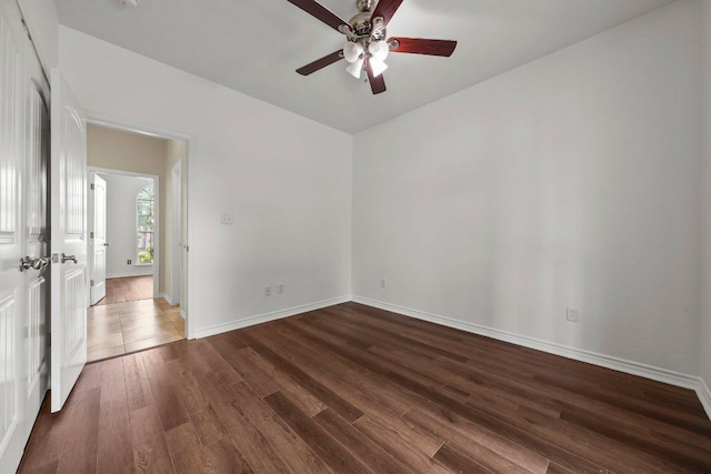 136 W Maple Dr, Granite Shoals, TX 78654 - empty room with a ceiling fan, wood finished floors, and baseboards