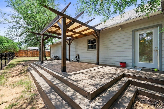 136 W Maple Dr, Granite Shoals, TX 78654 - wooden deck with a fenced backyard and a pergola