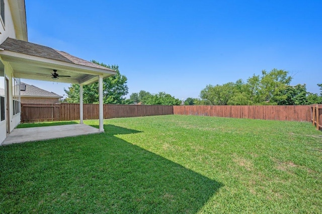 215 Gainer Dr, Hutto, TX 78634 - view of yard with ceiling fan and a patio