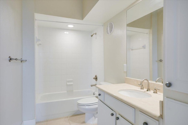 7701 Rialto Blvd Unit 1232, Austin, TX 78735 - full bath featuring toilet, vanity, shower / bathtub combination, and tile patterned floors