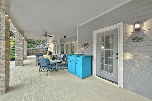 10408 Cassia Dr, Austin, TX 78759 - view of patio / terrace featuring ceiling fan and an outdoor living space