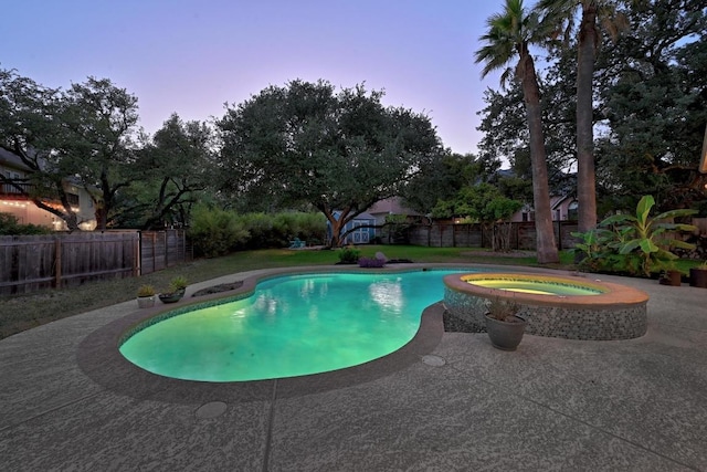 10408 Cassia Dr, Austin, TX 78759 - view of swimming pool featuring a fenced backyard, an in-ground hot tub, and a patio