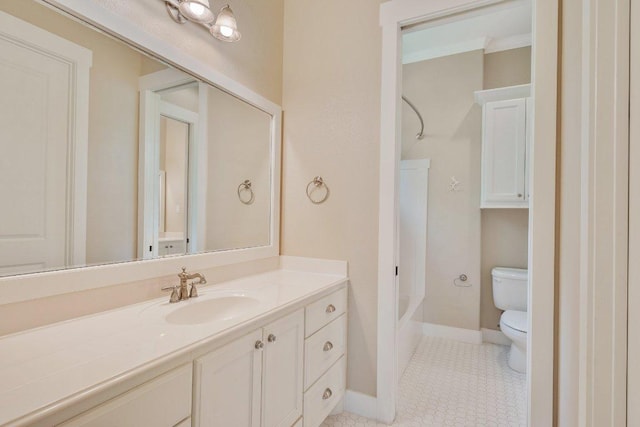 3602 Red Cedar Ct, Bryan, TX 77807 - full bathroom featuring toilet, vanity, shower / bathtub combination, and baseboards