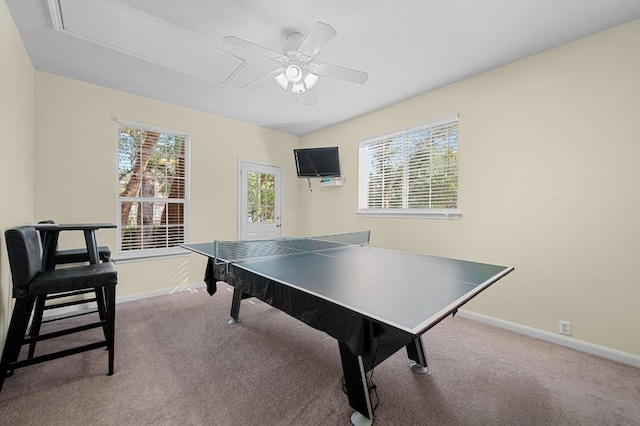 5302 Austral Loop, Austin, TX 78739 - recreation room featuring attic access, carpet, and plenty of natural light