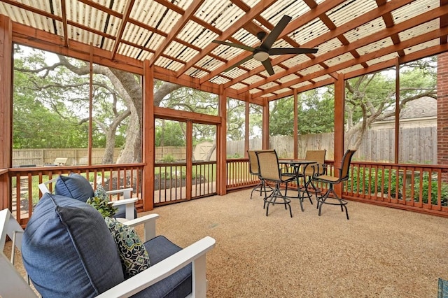 5302 Austral Loop, Austin, TX 78739 - sunroom / solarium featuring ceiling fan and outdoor dining space