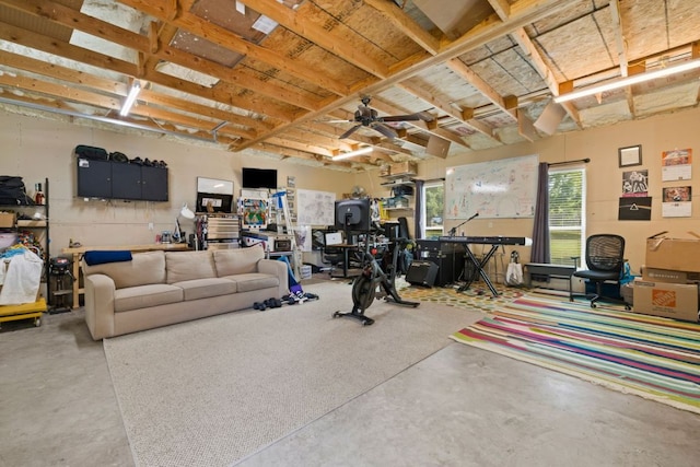 3701 Arrowhead Cir, Round Rock, TX 78681 - workout room with ceiling fan