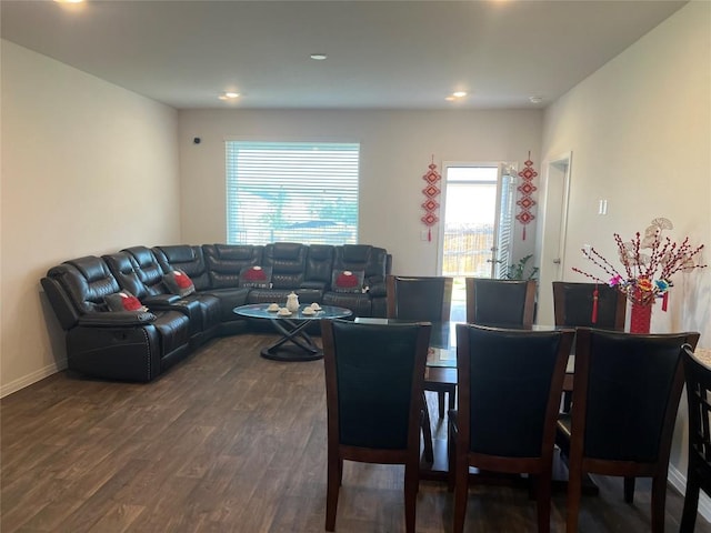 201 Abby Rd, Georgetown, TX 78626 - living room featuring plenty of natural light, dark wood-style flooring, recessed lighting, and baseboards