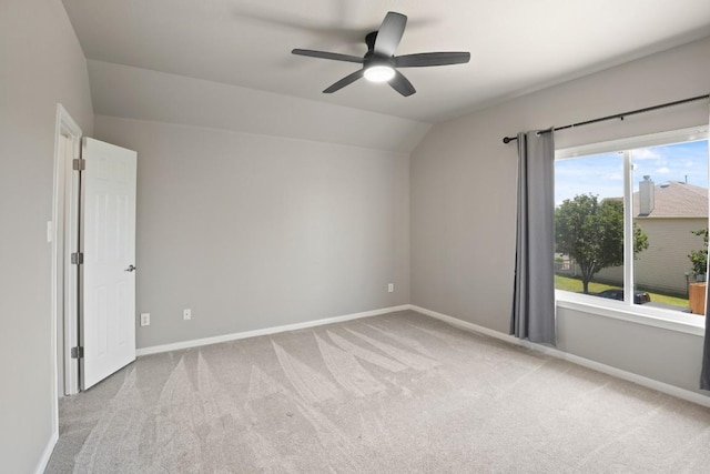1121 Boxwood Loop, Georgetown, TX 78628 - carpeted empty room with vaulted ceiling, ceiling fan, and baseboards