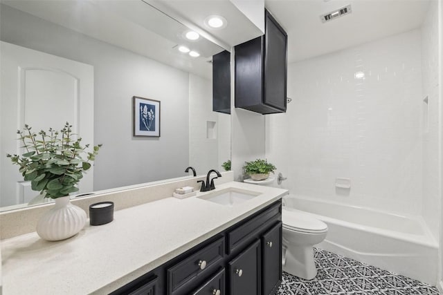 8115 Raintree Pl, Austin, TX 78759 - full bathroom with vanity, toilet, shower / bath combination, and tile patterned floors