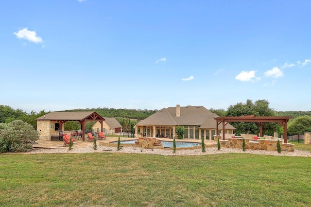 1617 High Lonesome, Leander, TX 78641 - exterior space featuring a gazebo, a yard, and a pergola