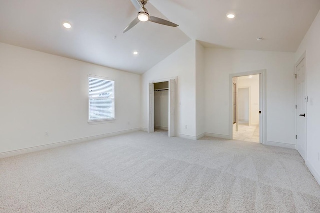 2105 Tiger Trl Unit 303, Round Rock, TX 78665 - unfurnished bedroom with light carpet, baseboards, recessed lighting, ceiling fan, and a closet