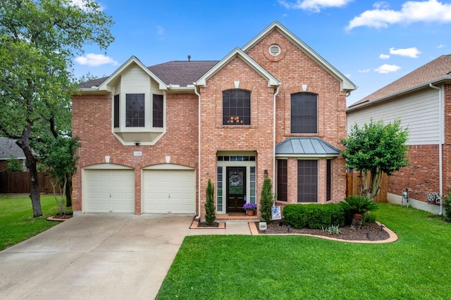 1504 Edelweiss Dr, Cedar Park, TX 78613 - traditional-style house with a garage, driveway, and brick siding