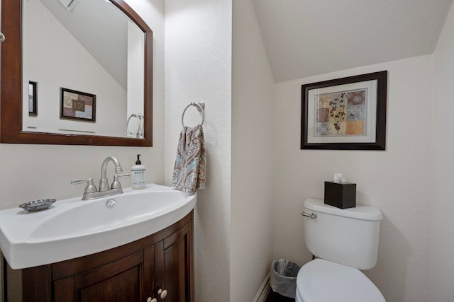 1504 Edelweiss Dr, Cedar Park, TX 78613 - bathroom with vaulted ceiling, toilet, and vanity