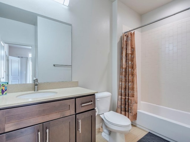 124 Cumberland Rd Unit 401, Austin, TX 78704 - full bath with vanity, toilet, shower / bath combination with curtain, and tile patterned flooring