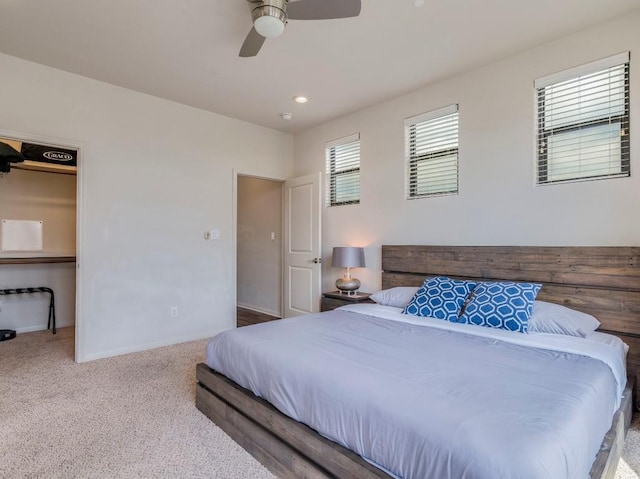 124 Cumberland Rd Unit 401, Austin, TX 78704 - bedroom with carpet floors, baseboards, a ceiling fan, and recessed lighting