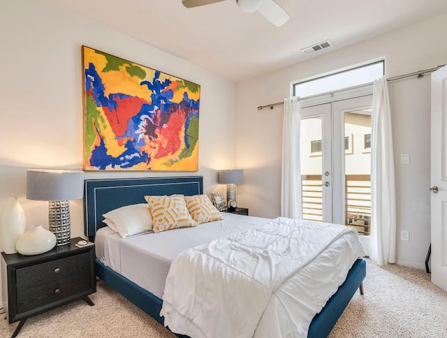 124 Cumberland Rd Unit 401, Austin, TX 78704 - carpeted bedroom with french doors, access to outside, and a ceiling fan