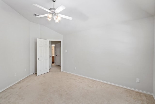 13617 Sun Dapple Ct, Manor, TX 78653 - unfurnished bedroom with lofted ceiling, light colored carpet, baseboards, and ceiling fan