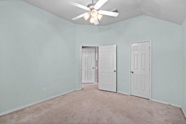 13617 Sun Dapple Ct, Manor, TX 78653 - unfurnished bedroom featuring vaulted ceiling, carpet floors, baseboards, and a ceiling fan