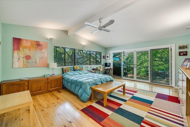 3403 Spanish Oak Dr, Austin, TX 78731 - bedroom featuring multiple windows, access to outside, light wood finished floors, and ceiling fan