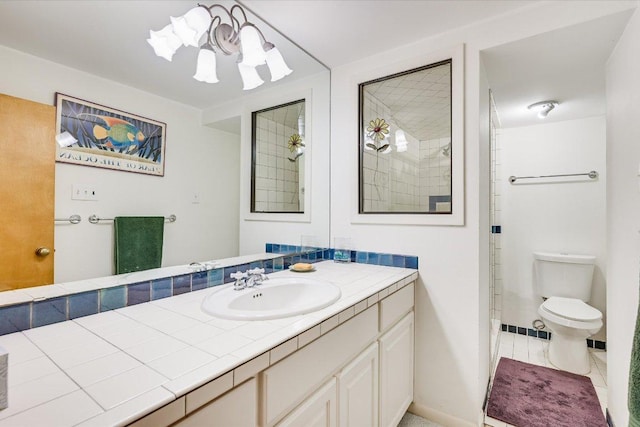 3403 Spanish Oak Dr, Austin, TX 78731 - full bathroom with vanity, toilet, a shower, and tile patterned floors