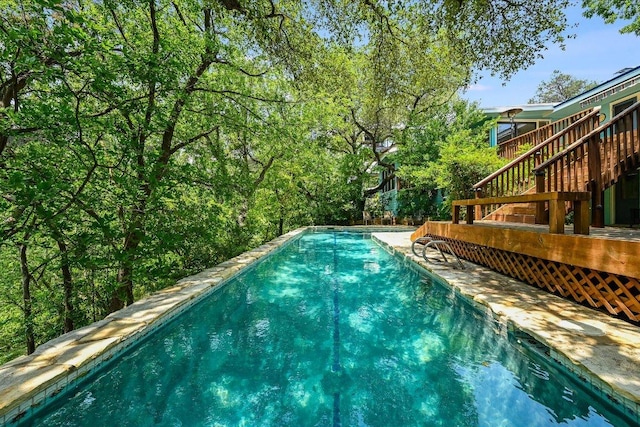 3403 Spanish Oak Dr, Austin, TX 78731 - outdoor pool featuring a deck and stairway