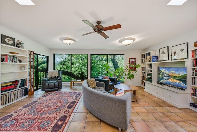 3403 Spanish Oak Dr, Austin, TX 78731 - living room featuring a ceiling fan and tile patterned floors