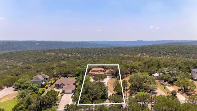 14101 Washoe Cir, Austin, TX 78734 - aerial overview of property's location featuring a heavily wooded area and property parcel outlined