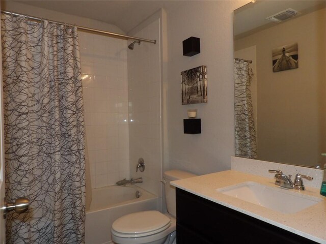 3097 Blantyre Bnd, Round Rock, TX 78664 - full bathroom featuring vanity, toilet, and shower / bathtub combination with curtain