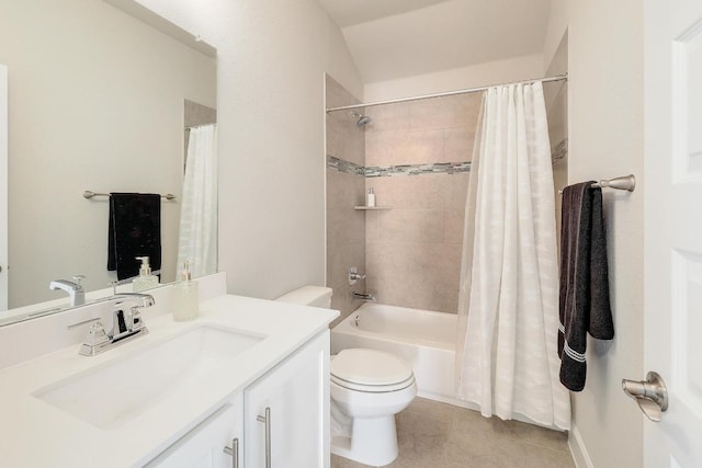 2613 Ibaza Bnd Unit 58, Leander, TX 78641 - full bath with vanity, toilet, shower / tub combo, and tile patterned floors
