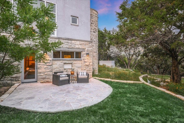 8207 Moon Rise Trl, Jonestown, TX 78645 - view of green lawn with a patio
